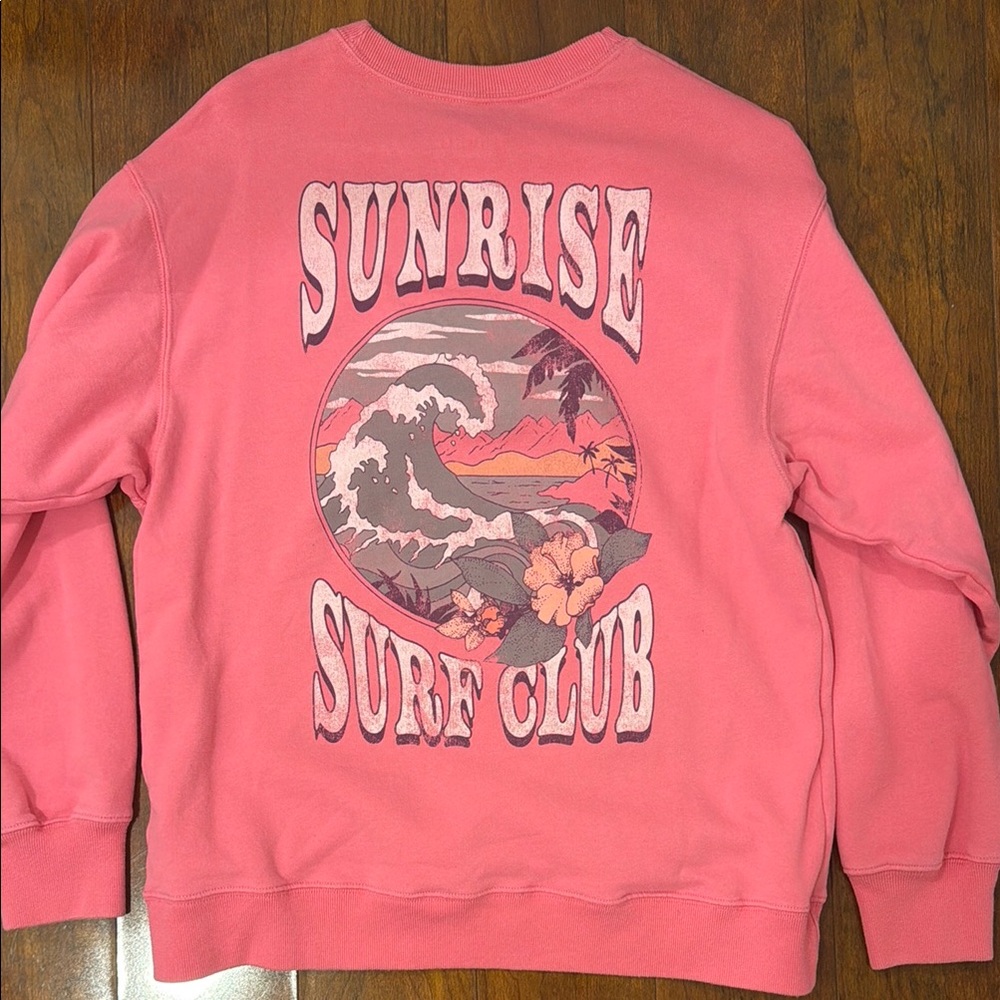 Pink oversized Hollister crewneck (sunrise surf club)
